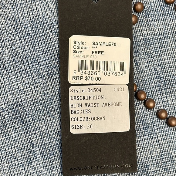 NWT One Teaspoon High Waist Awesome Baggies Jeans Studded Card Suits Vegas 26 - Picture 11 of 12